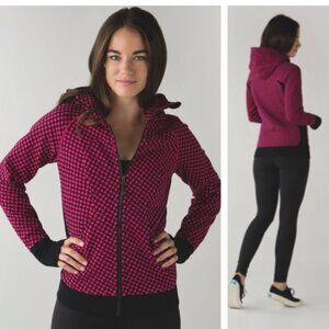 Lululemon Scuba Hoodie III Jacket Zip Print DeepDive Berry Pockets Cotton Soft 6